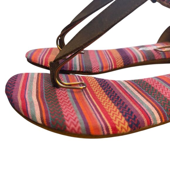 Toms Playa Tribal Womens Ankle Strap Thongs Flip Flops Leather Summer Shoes 6.5 - Picture 8 of 16